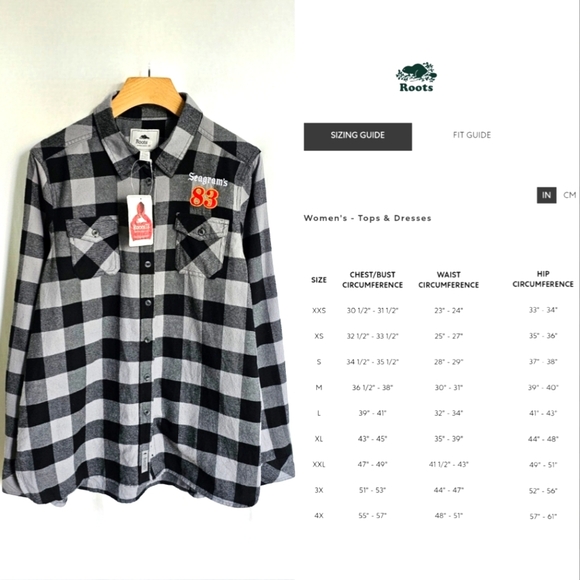 🇨🇦 Roots Spruce Lake Long Sleeve Grey & Black Plaid Flannel Button Shirt - Picture 10 of 16